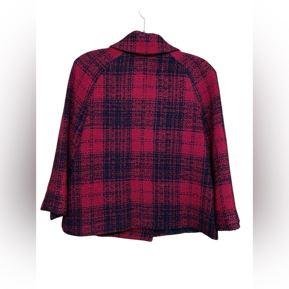 Talbots Red and Black Plaid Wool Suit Coat in Size 16. Fully Lined. - Picture 2 of 10